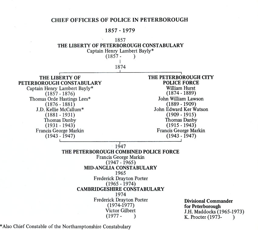 Chart showing serior officers